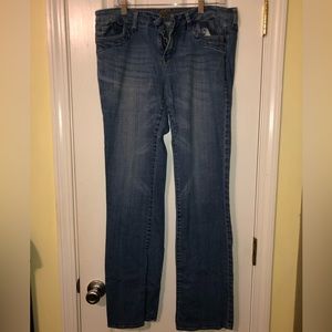 Size: large fit and flare blue jeans